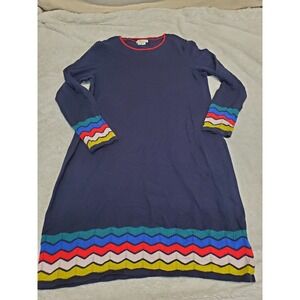 Boden Navy Blue Stripes Artsy Office Classic Cashmere Wool Sweater Dress 16 18